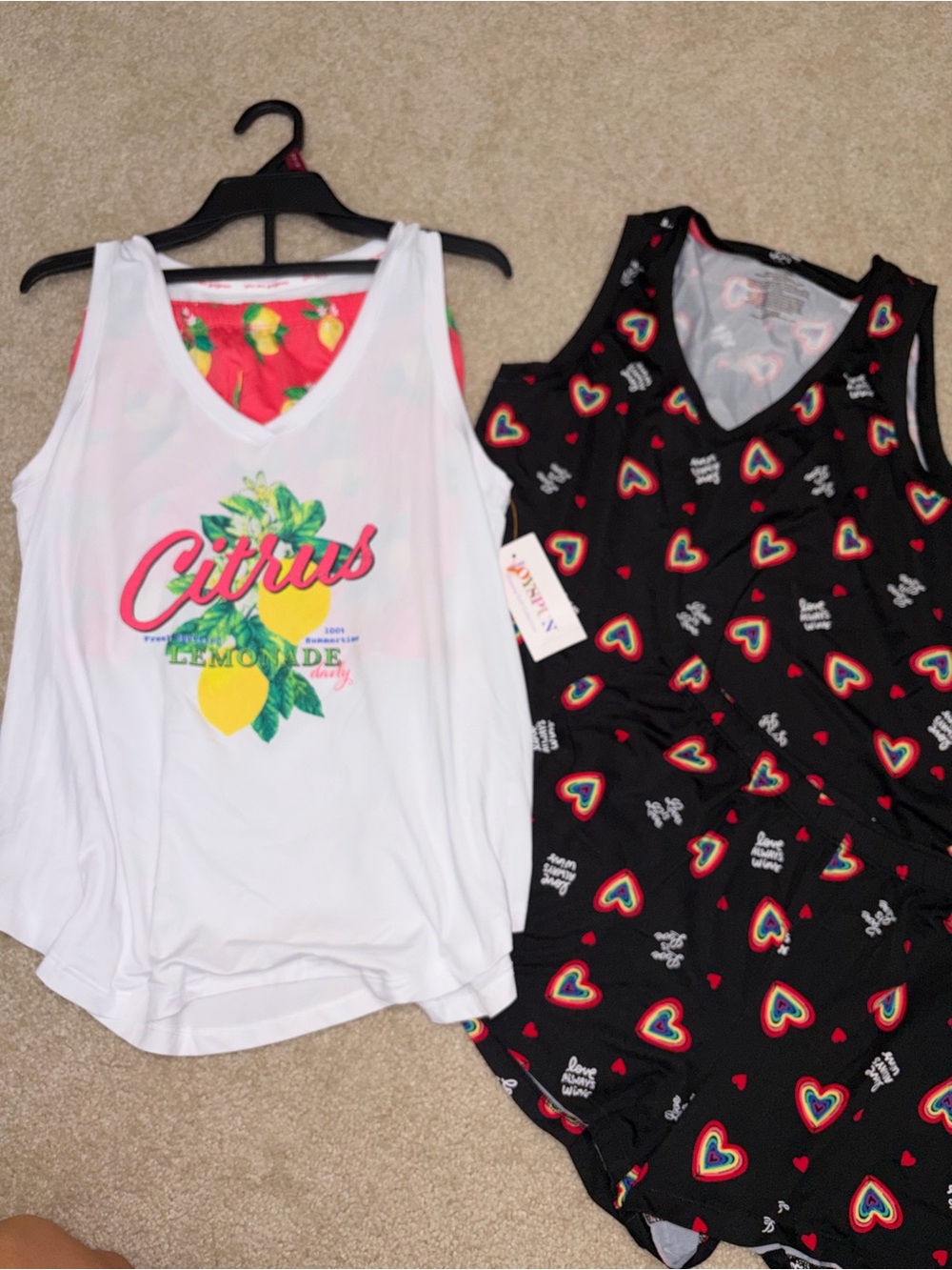 Joyspun Pjs White Citrus Lemonade Graphic 2 pair